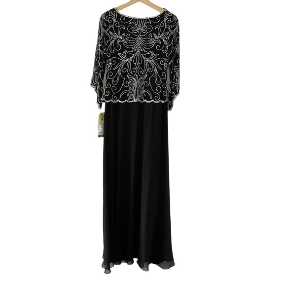 NEW J Kara Black Long Gown Sequin Beaded‎ Bodice Chiffon Formal Elegant Dress 6 - Picture 9 of 10
